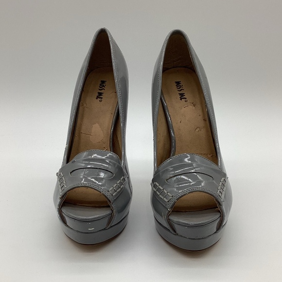1822. Miss Me Patent Leather Grey Platform Open Toe Pumps Size 9 NWOT - Picture 2 of 10